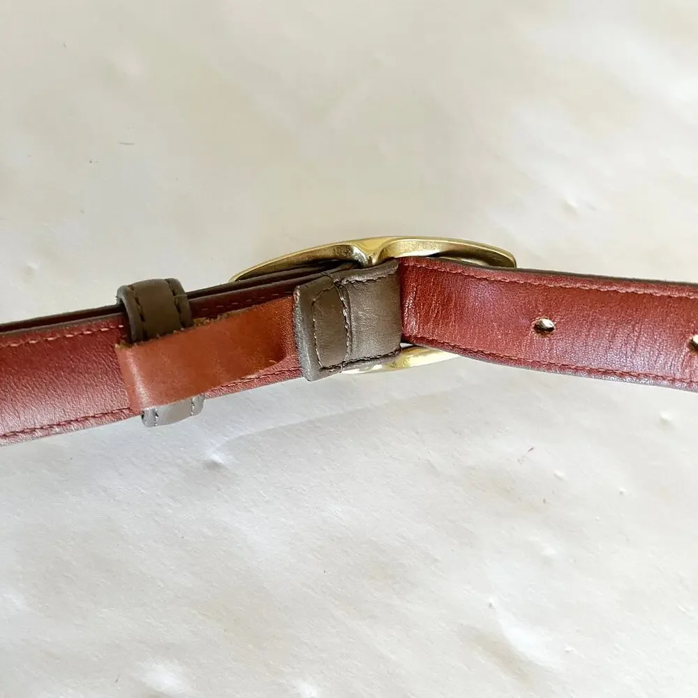 Vintage Coach #8501 Brass Oval Pin Buckle Taupe Leather 3/4